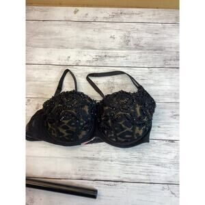 Victoria's Secret Women's Black Embellished Push-Up Bra Size 34B